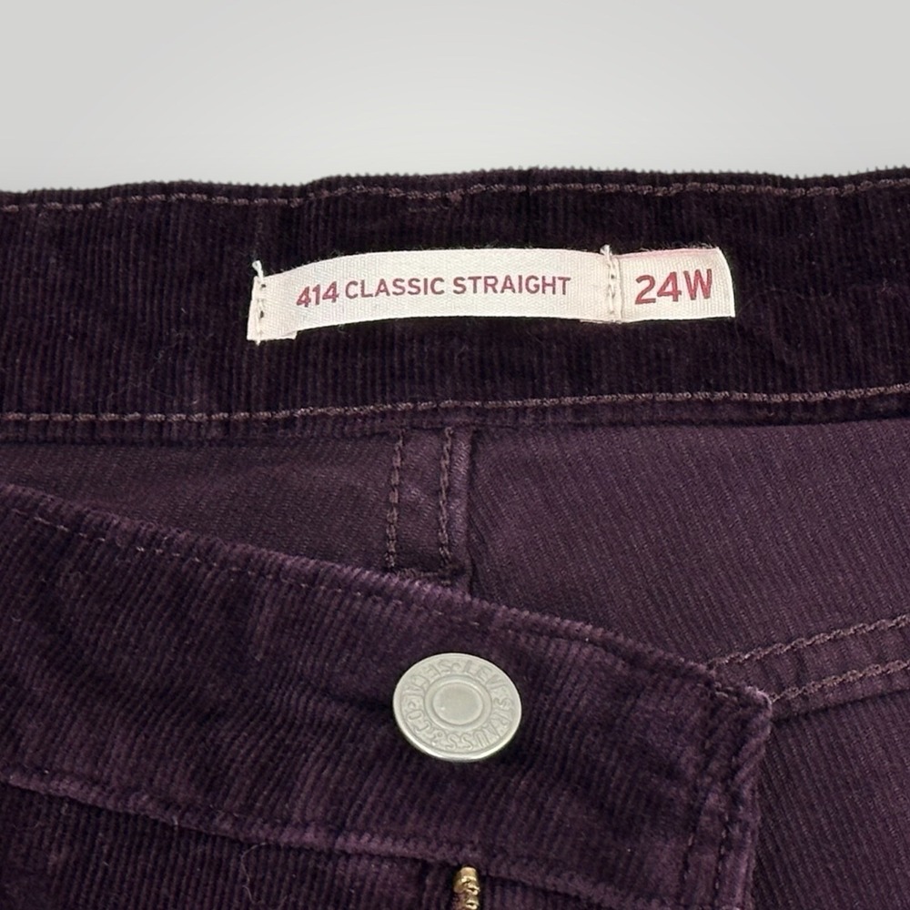 Levis 414 Corduroy Pants Womens 24W Purple Straight Leg Y2K Plus Size - Picture 7 of 9